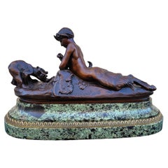 E Frémiet, Pan et Oursons, bronze signé, fin 19e début 20e siècle