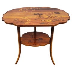 E Gallé, Center Table With Thistle Decoration, Art Nouveau, 20th Century