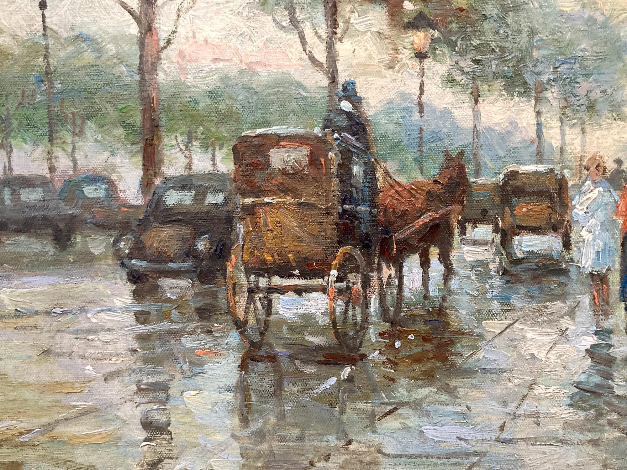 A beautiful oil on canvas painting by the French artist, E. Gilbert. Gilbert was an Post-Impressionist painter known for his colorful cityscapes depicting the times of his generation. His work is comparable to those of Te Pencke, Jules Herve and