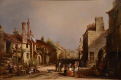 Oil Painting by E Godby "A Village HIgh Street"