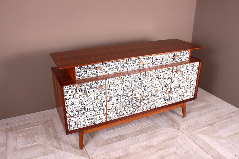 E Gomme (G-Plan) Teak Sideboard with Fornasetti Decoupage 