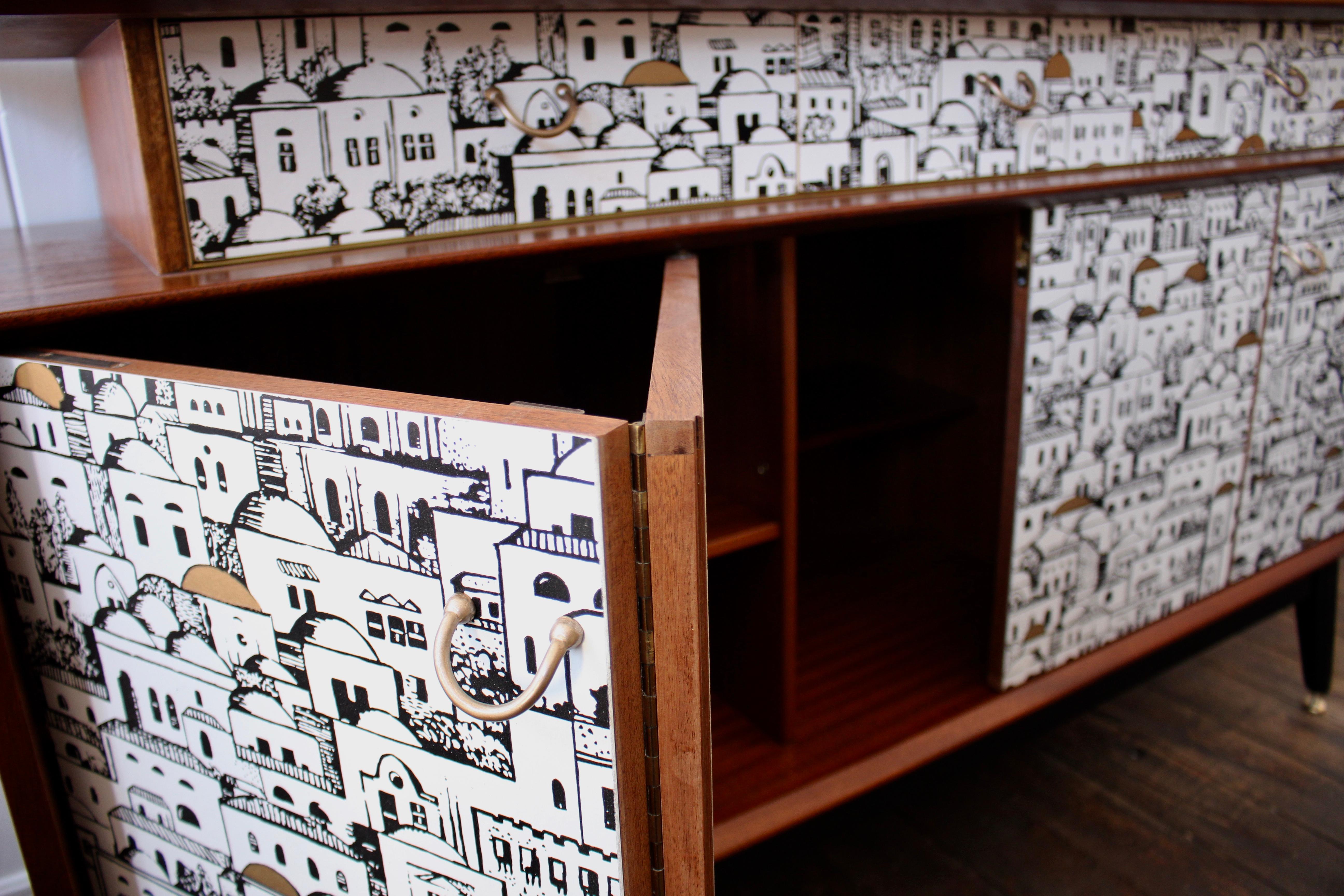 20th Century E Gomme 'G-Plan' Teak Sideboard with Fornasetti Decoupage, 1958