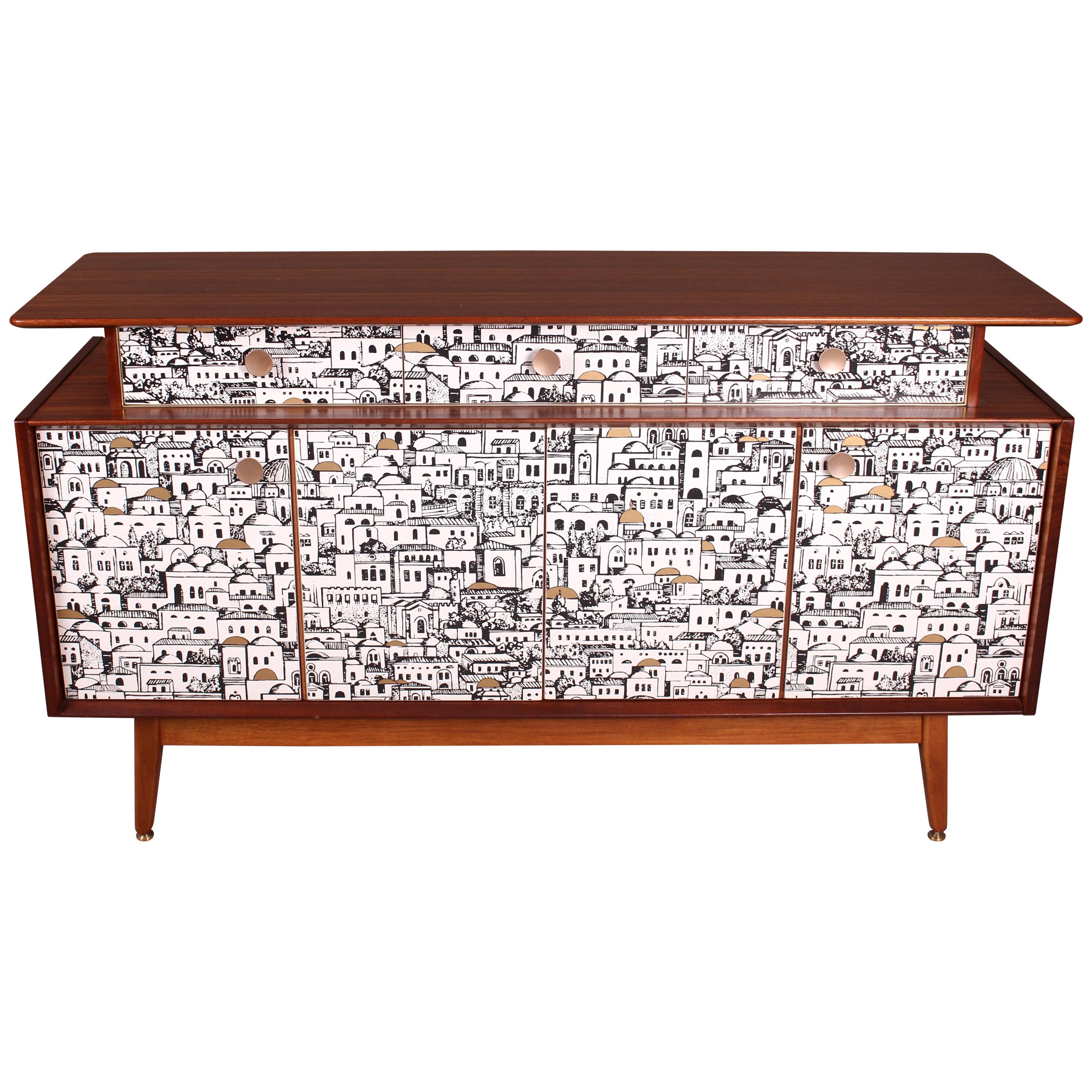 E Gomme (G-Plan) Teak Sideboard with Fornasetti Decoupage 1958