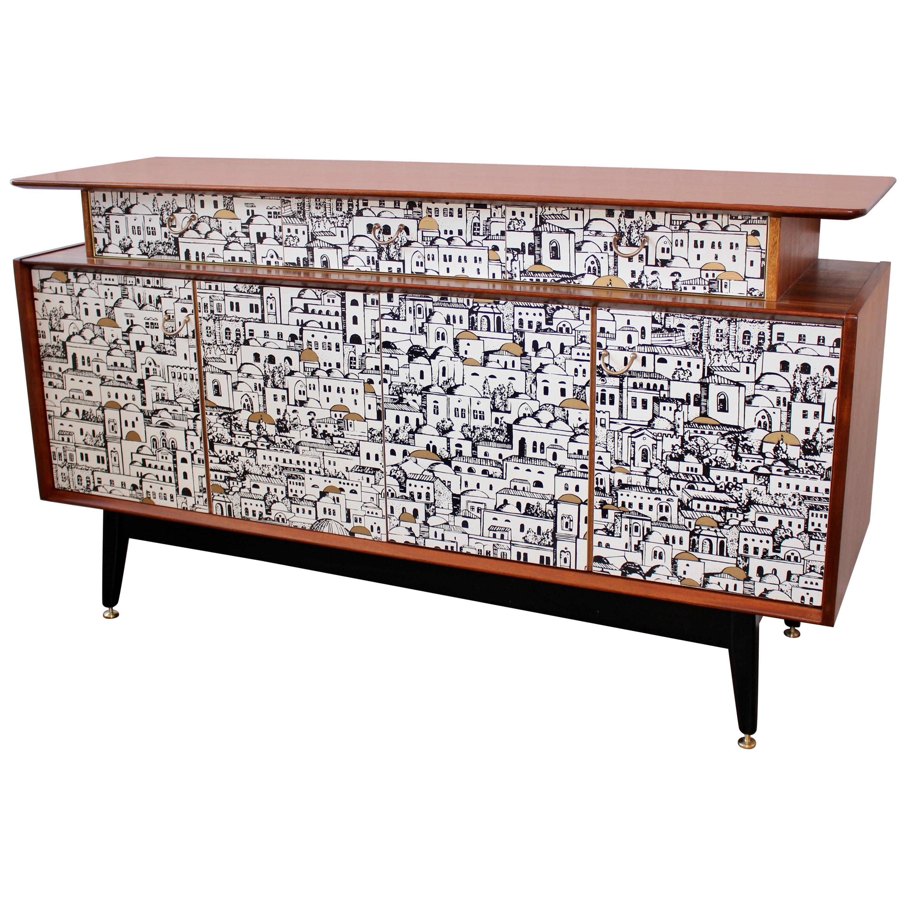 E Gomme 'G-Plan' Teak Sideboard with Fornasetti Decoupage, 1958