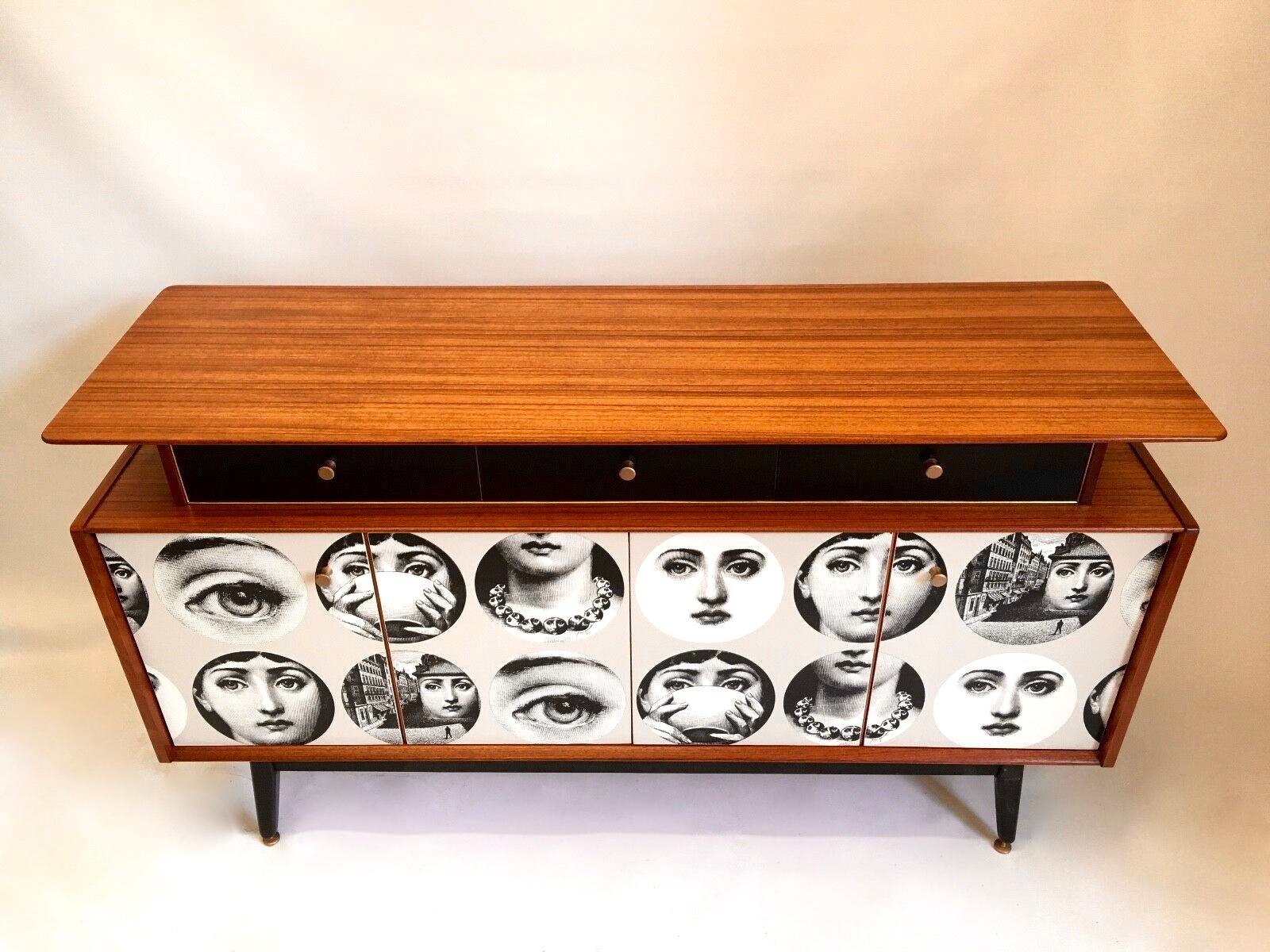 Mid-Century Modern E Gomme 'G-Plan' Teak Sideboard with Fornasetti Decoupage, circa 1958