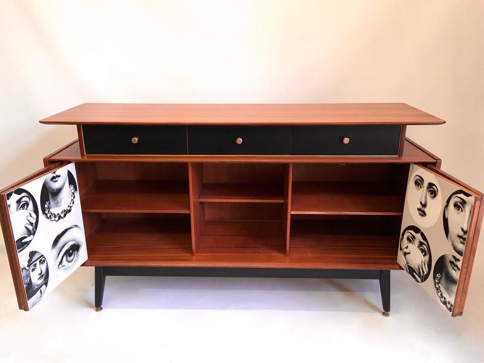 English E Gomme 'G-Plan' Teak Sideboard with Fornasetti Decoupage, circa 1958