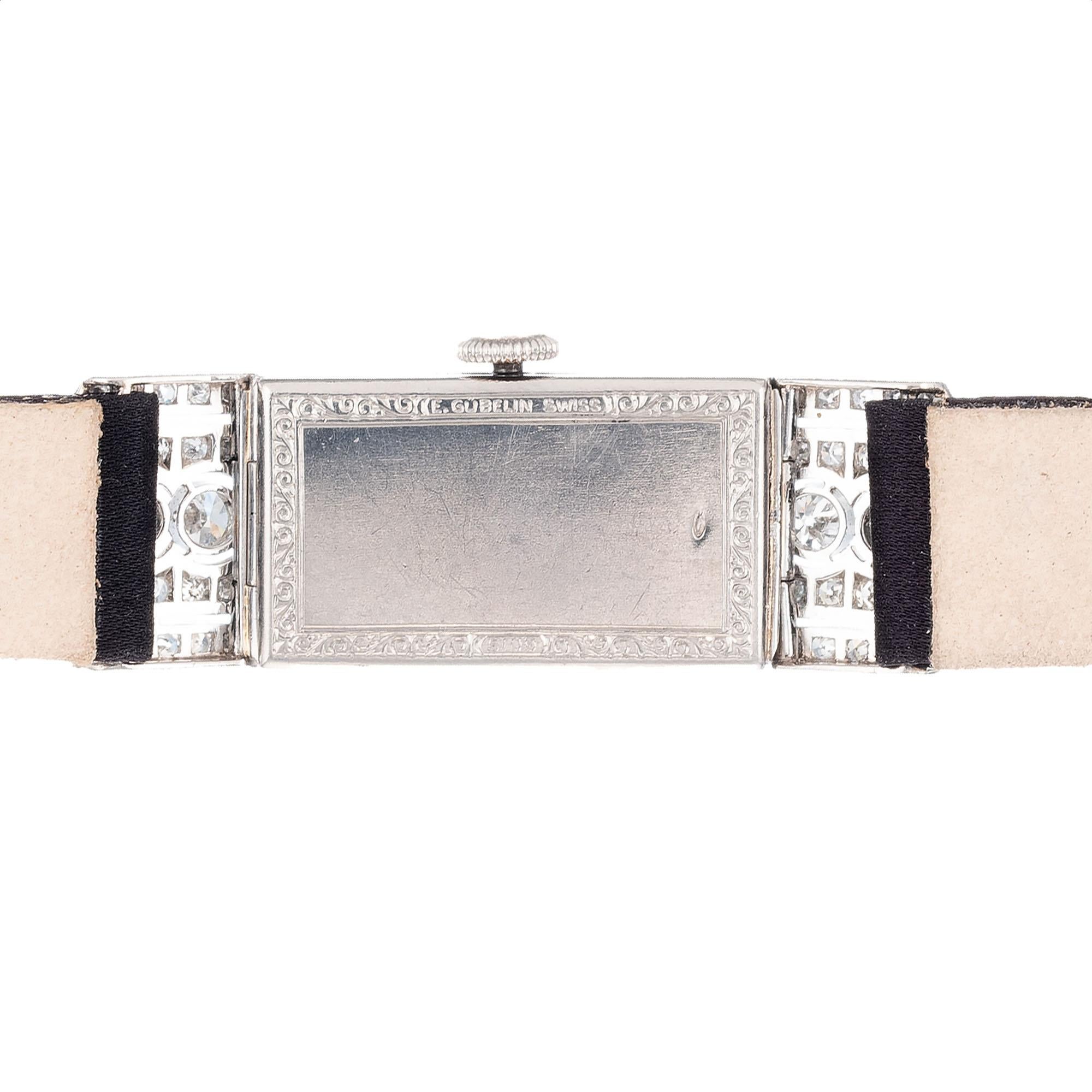 E. Gubelin Art Deco .75 Carat Diamond Platinum Ladies Wristwatch 1