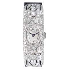 E. Gubelin Art Deco .75 Karat Diamant Platin Damenarmbanduhr