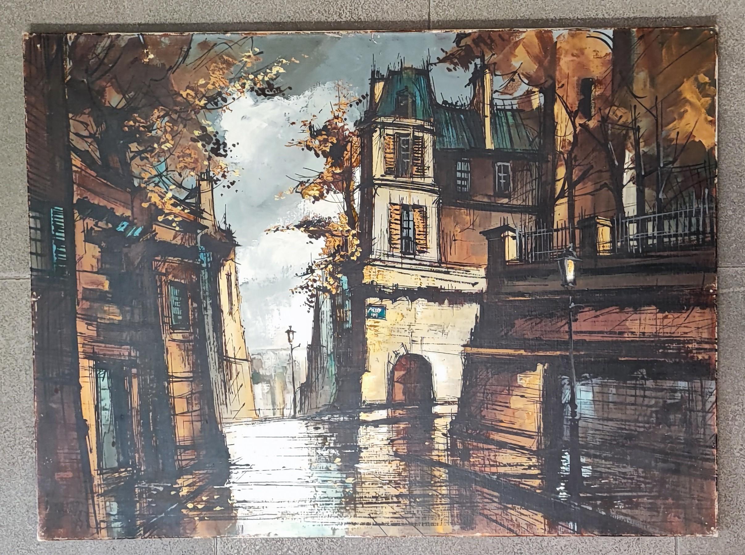 Vista notturna, Parigi - Painting di E. Guerrero
