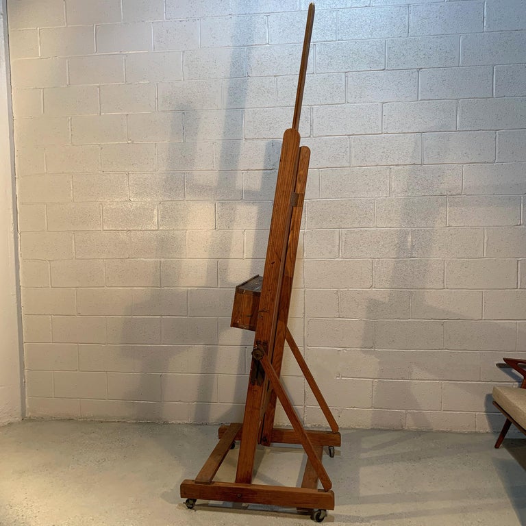 E. H. and A. C. Friedrichs Adjustable Oak Artist Easel For Sale at