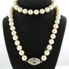 E. HABAN - 18k Goldverschluss mit Brillanten 1,00ct Perlenkette