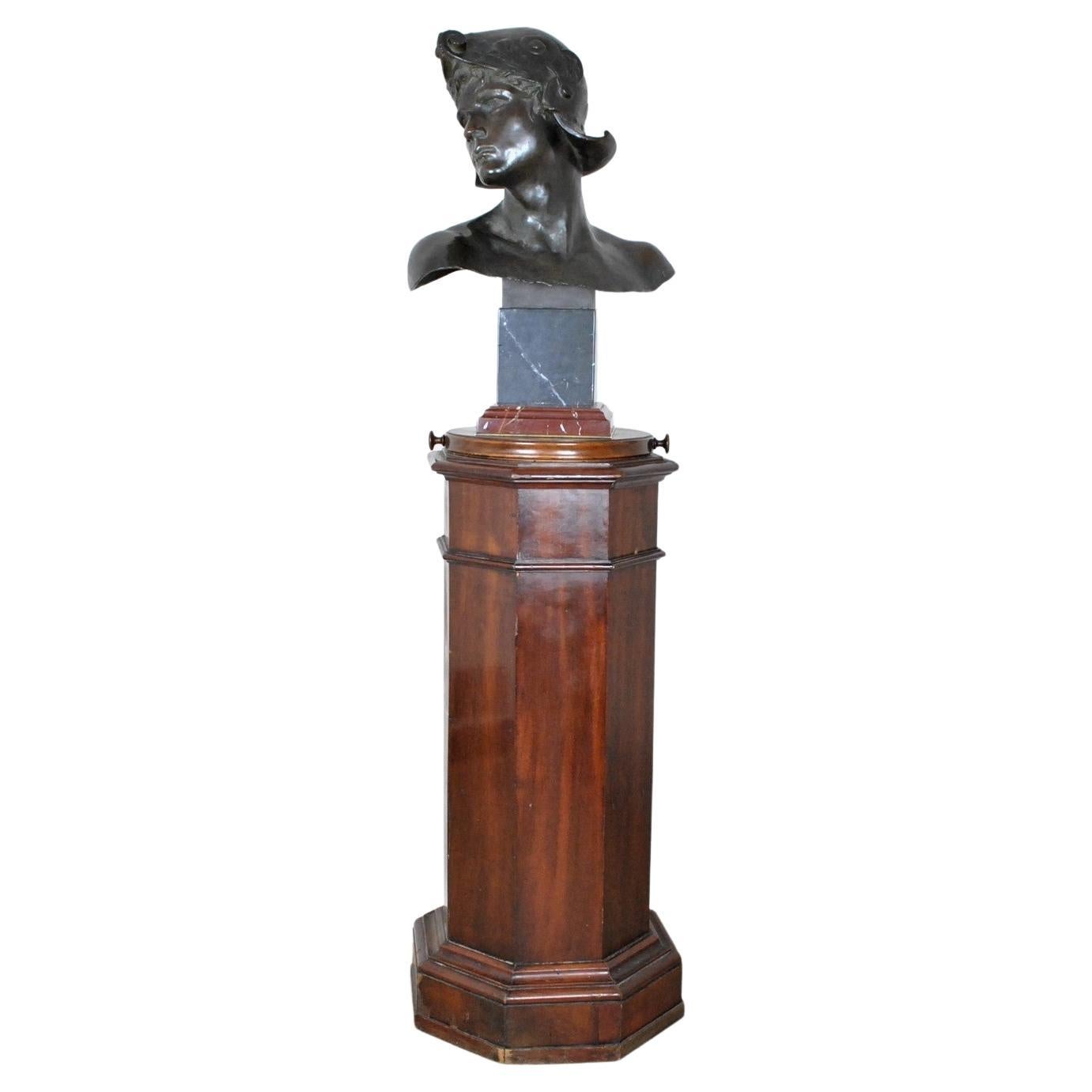 E Hannaux, Bronze Bust on Pedestal, Late 19th Century