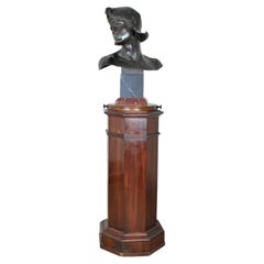 E Hannaux, Bronze Bust on Pedestal, Late 19th Century