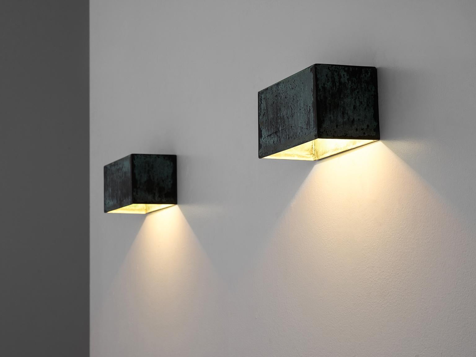 Scandinavian Modern E. Hansson & Co. Pair of Swedish Copper Wall Lights 