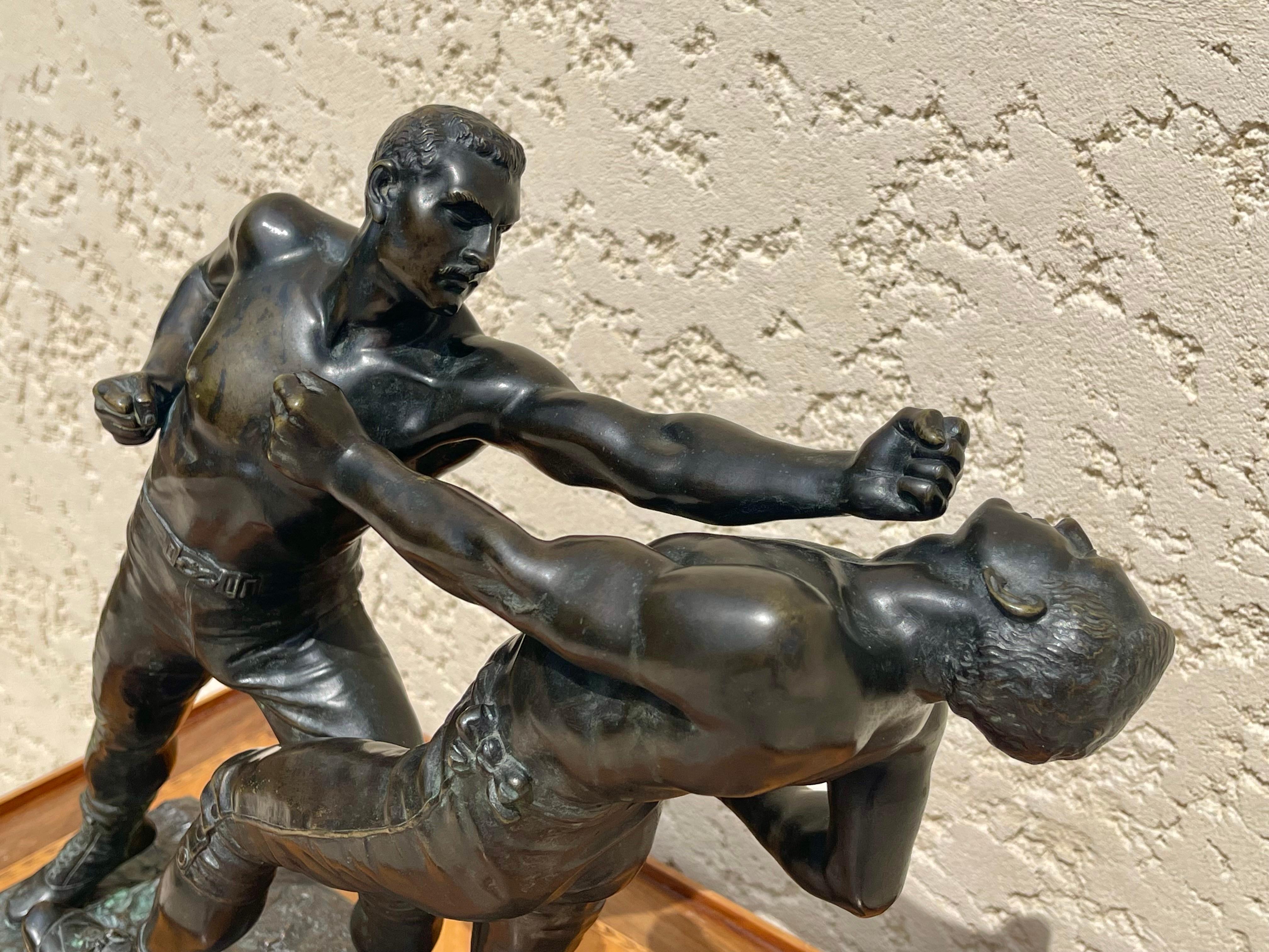 E. Hébert - Bronze, Unarmed Combat In Good Condition For Sale In Beaune, FR