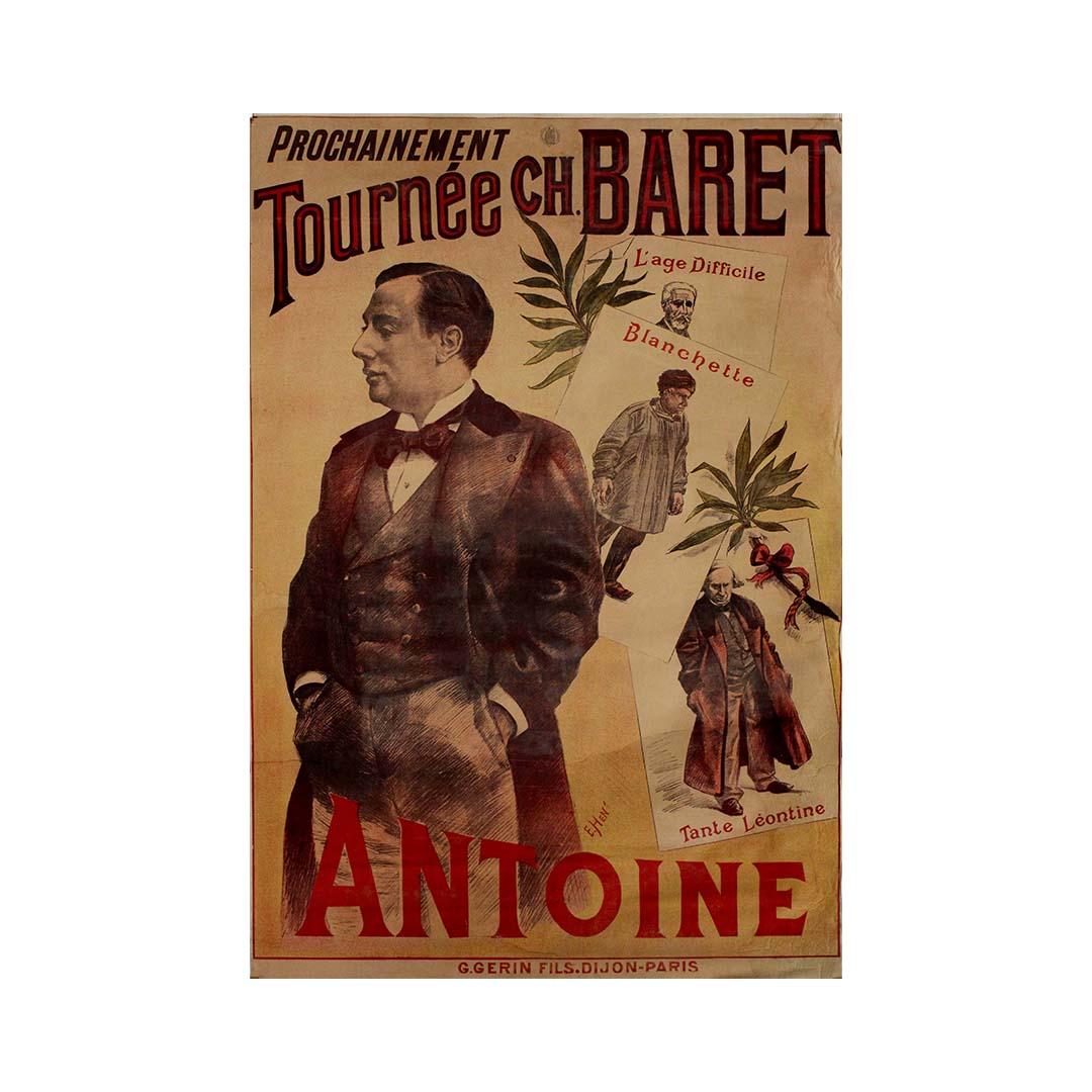 Original circa 1890 poster by E. Hen : Tournée Charles Baret – Antoine For Sale 1