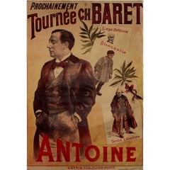 Antique Original circa 1890 poster by E. Hen : Tournée Charles Baret – Antoine