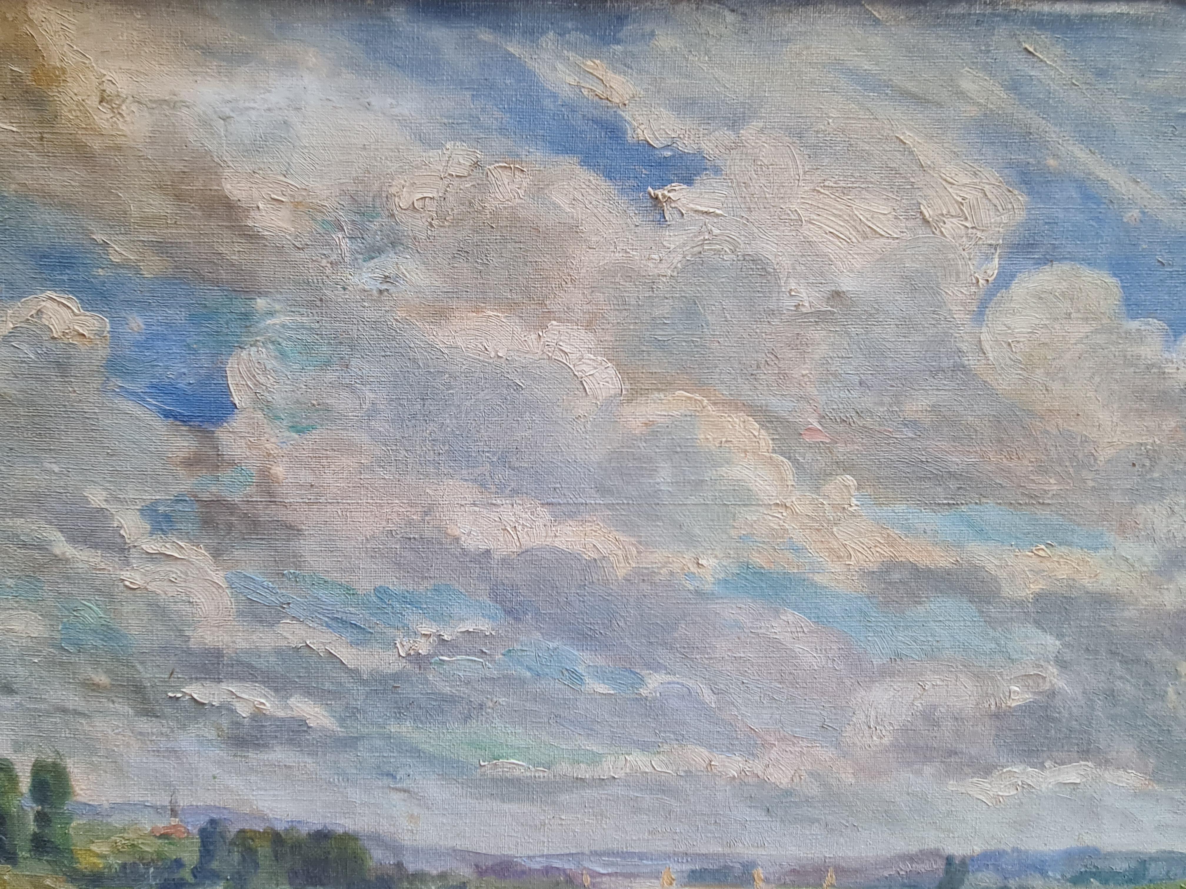 Un paesaggio fluviale impressionista francese dei primi del Novecento, raffigurante il fiume Loira in Francia. L'opera è attribuita a E Hinger ed è datata 1912 da un'annotazione sulla parte superiore del tratto posteriore.

Un magnifico studio