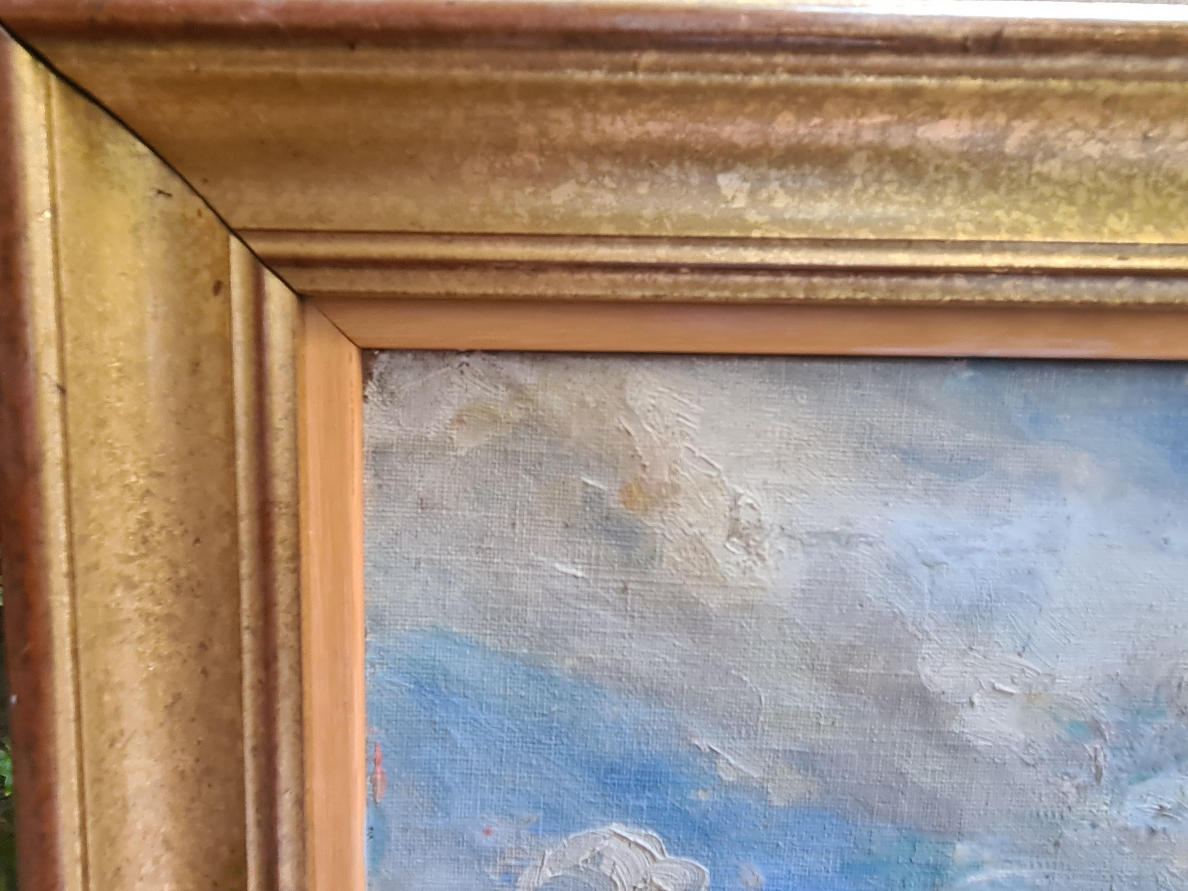 Impressionista francese  Paesaggio fluviale, La Loira. Olio su tela. 3