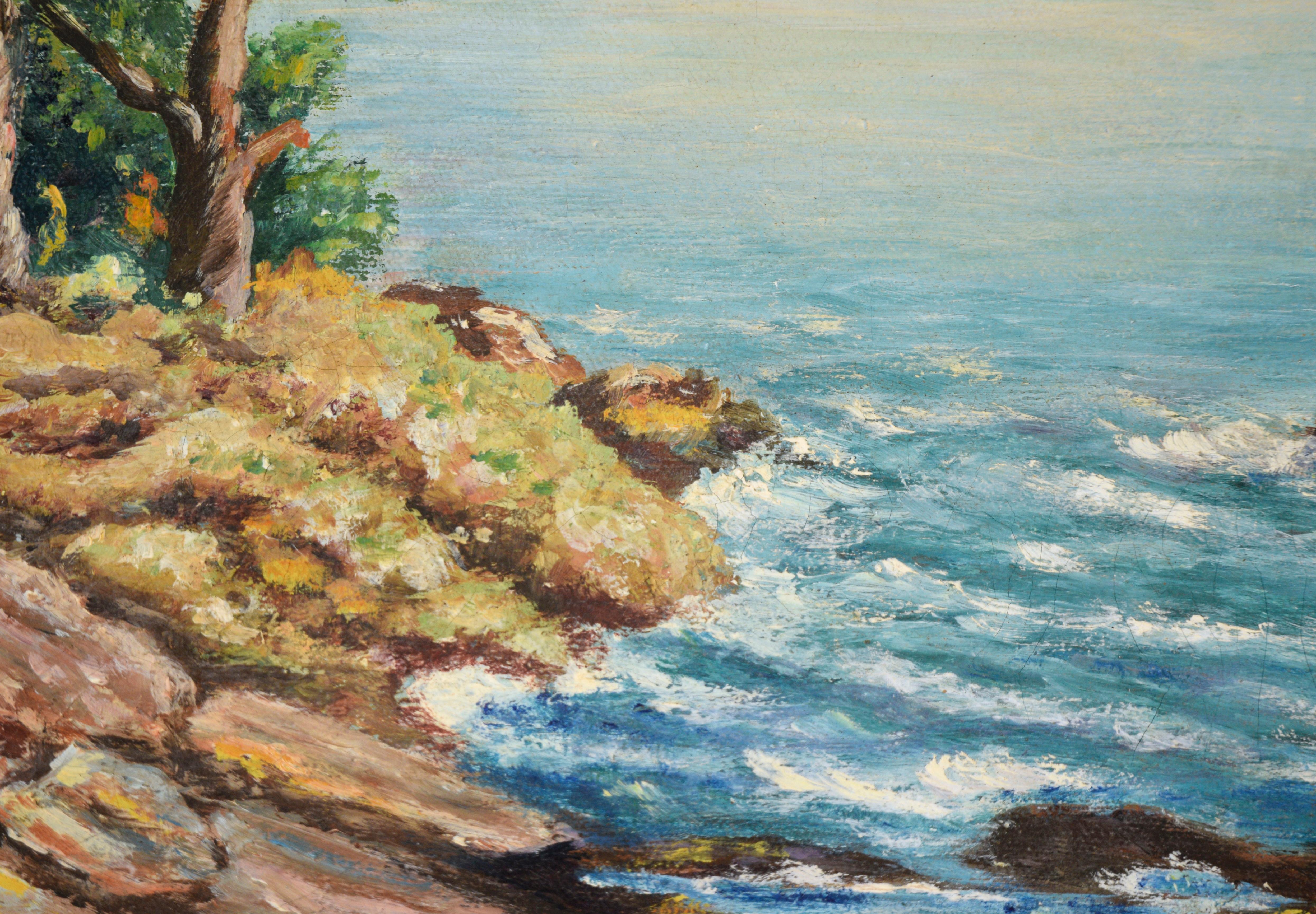 Monterey Cypress - Carmel by the Sea California Seascape in Oil on Canvas For Sale 1