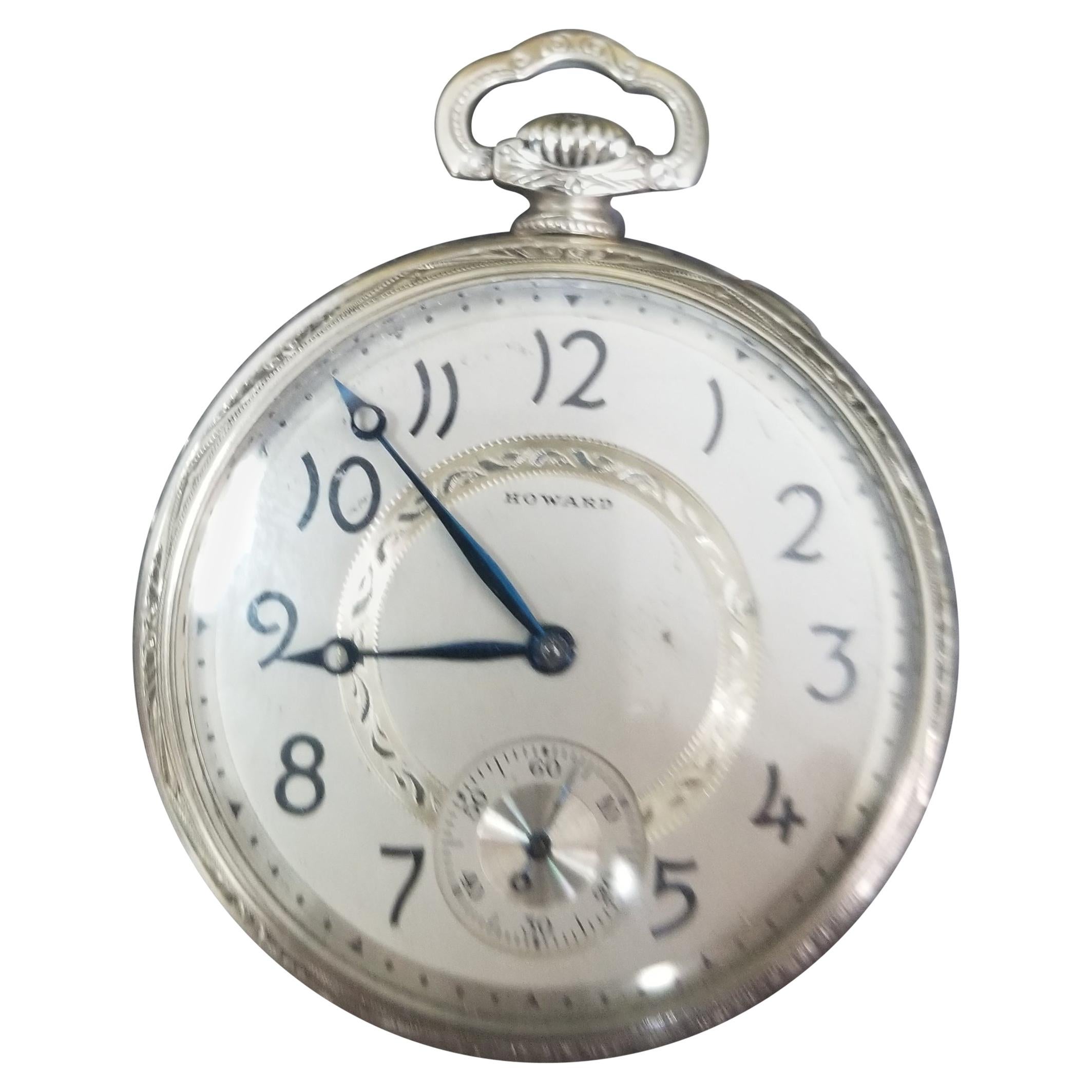 E. Howard 17 Jewels 3 Positions White Gold Filled Pocket Watch, circa 1917