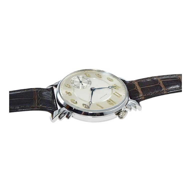Montre-bracelet surdimensionnée à remontage manuel Art Déco à cadran en acier de E. Howard, vers les années 1920 en vente 2