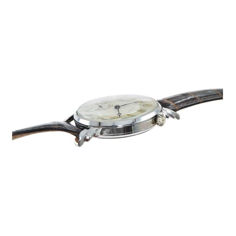 E. Howard Steel Art Deco Dial Oversized Manual Winding Wristwatch, circa 1920s 1