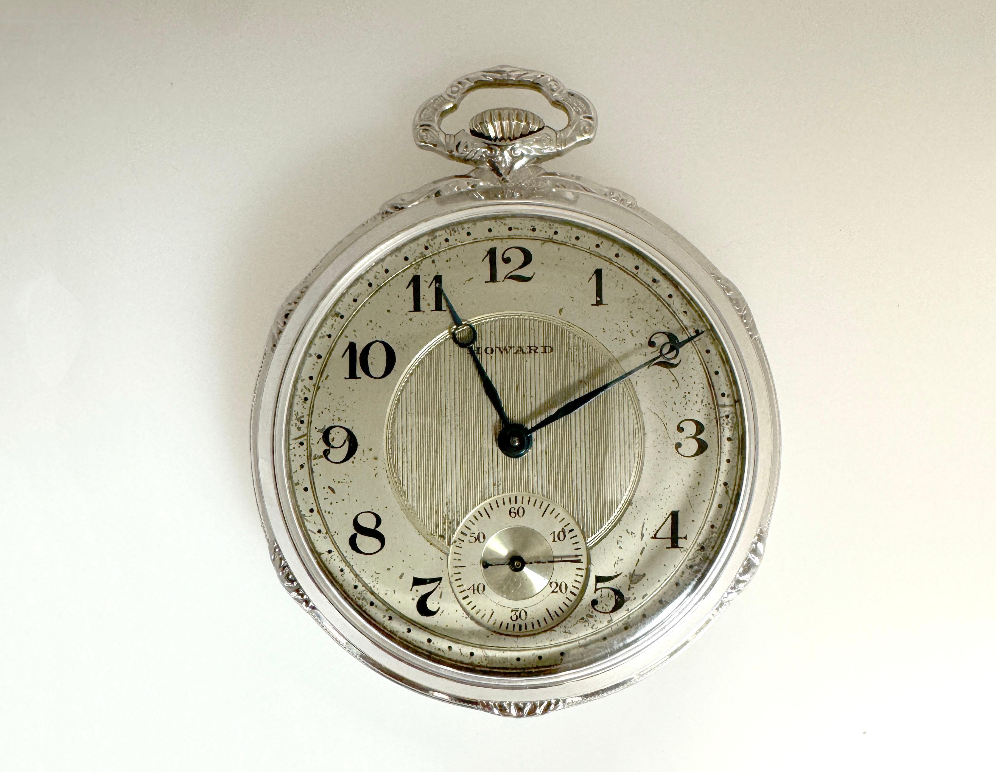 E. Howard Watch Co. Vintage Open Face Pocket Watch 14WG Original 1920's


*Out of Our Private Collection 
*Over $600 in Gold Value, Please Don't make me Scrap it 
*Hand Engraved Case with Hairline Texture on Back
*Bow is Engraved 
*14K white