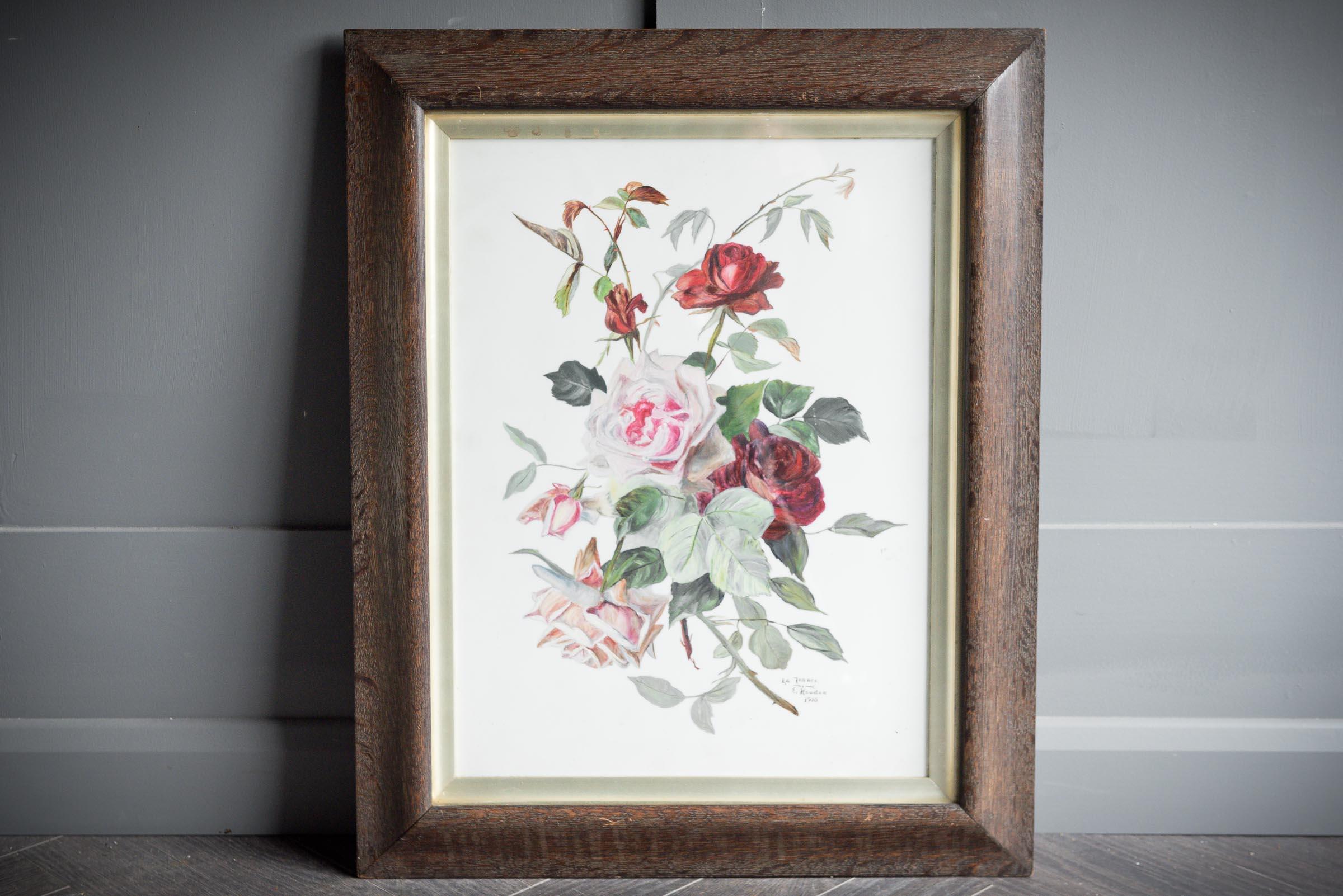 20th Century E. Howden Pair of Floral Paintings, Framed and Signed For Sale