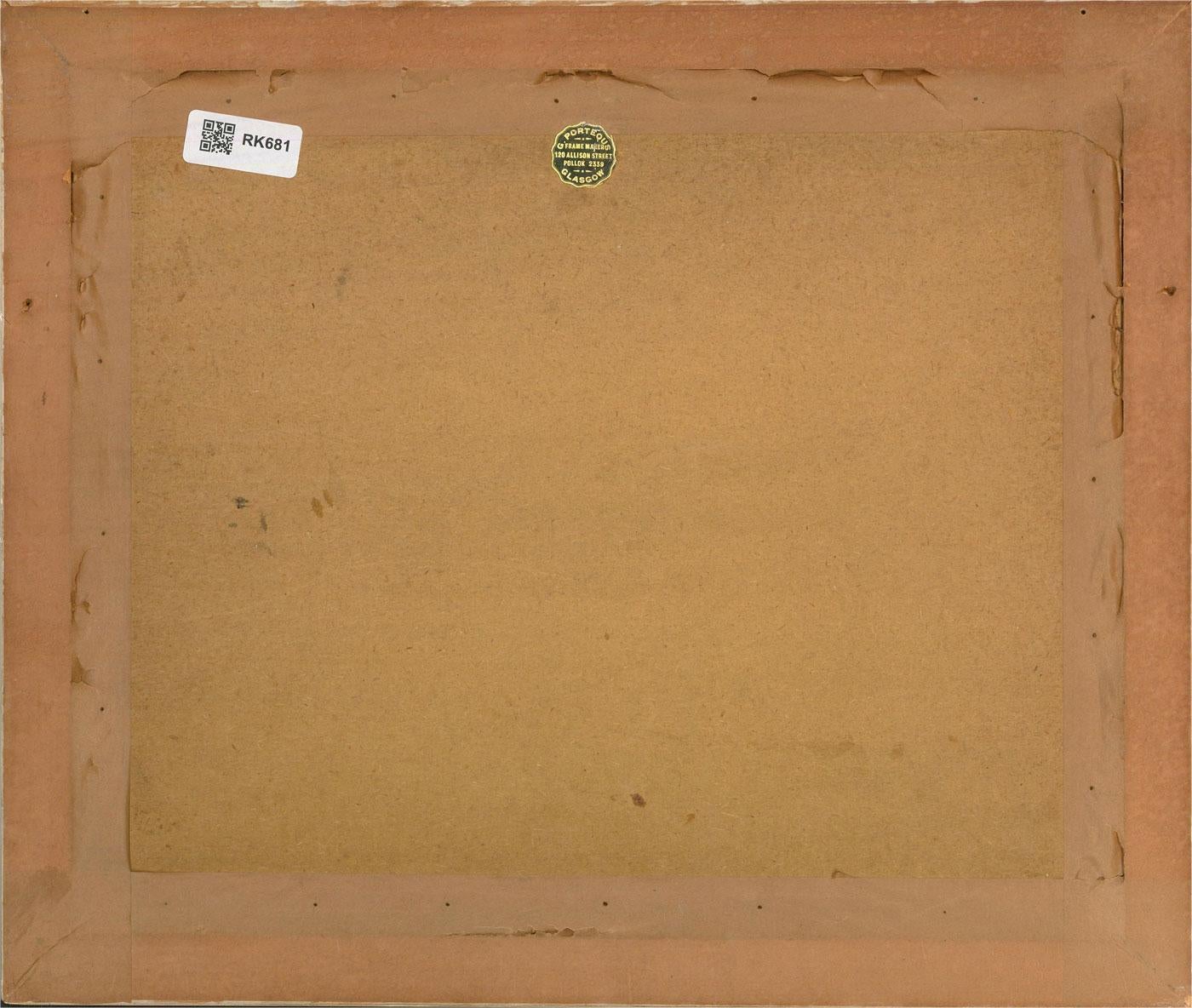 E. Hunter - Olio dei primi del Novecento incorniciato, Seduto all'ombra 2