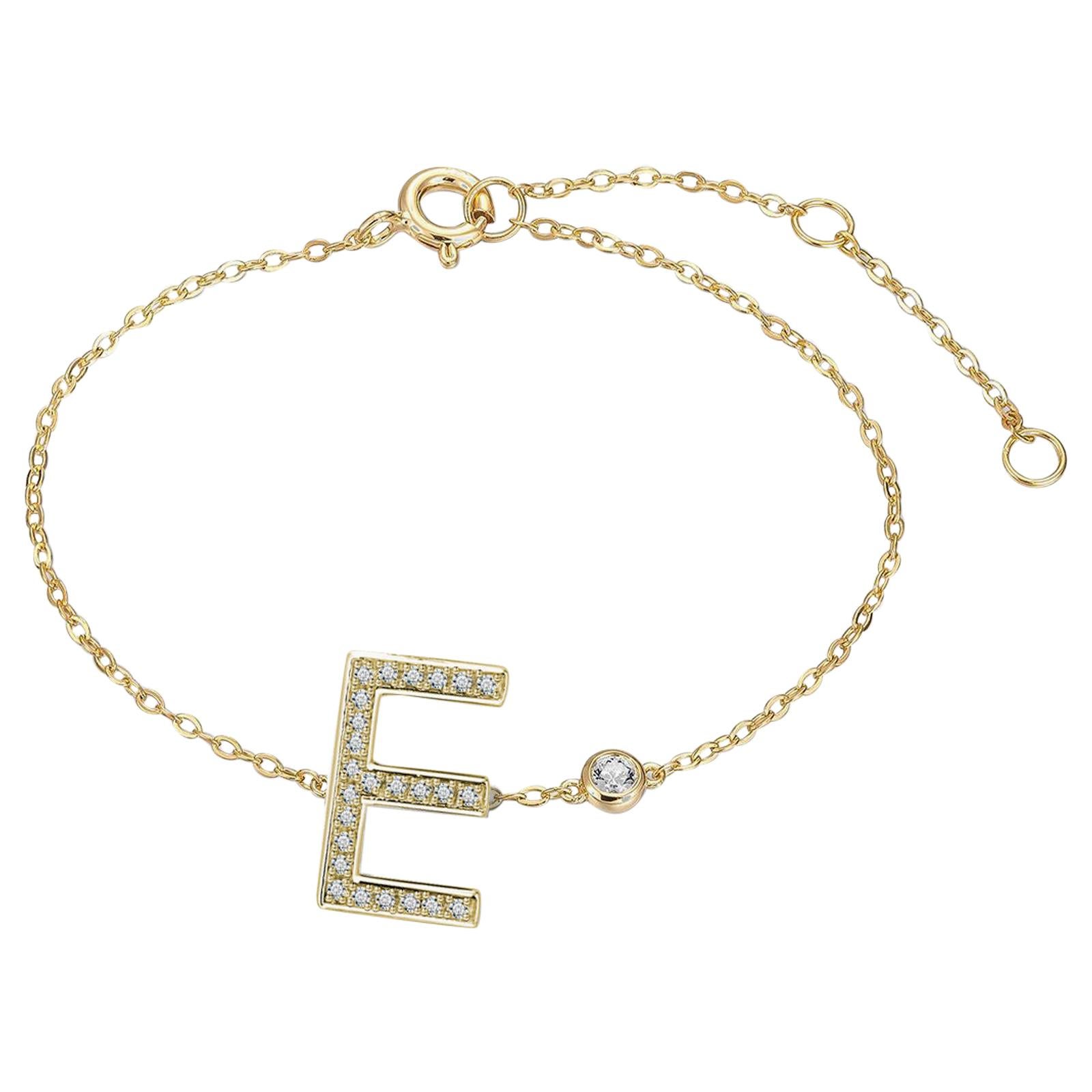 E-Initial Bezel Chain Anklet For Sale