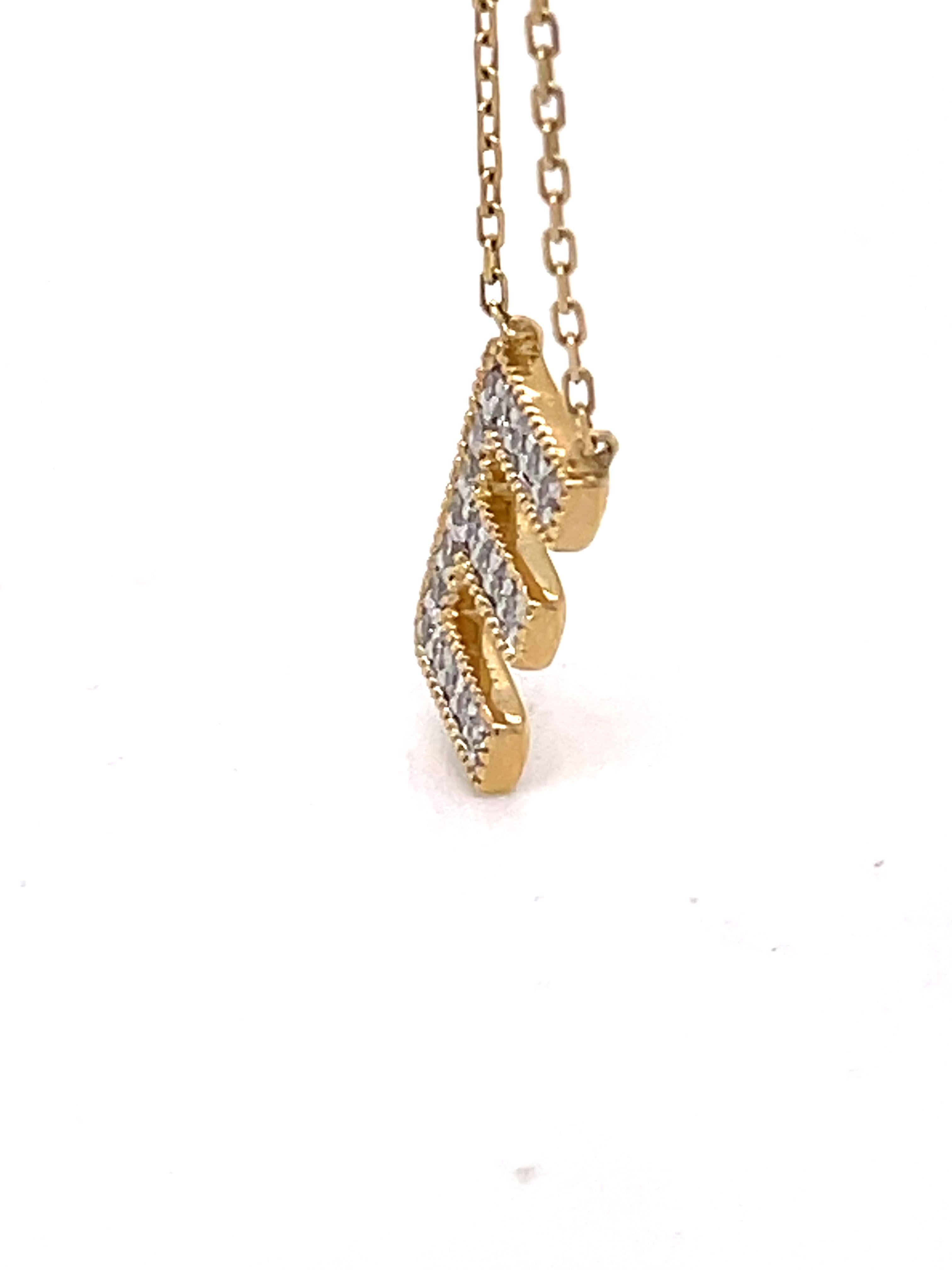 E-Initials-Diamant-Halskette, Buchstabe E-Anhänger, 14K Gelbgold Damen-Halskette im Angebot 5