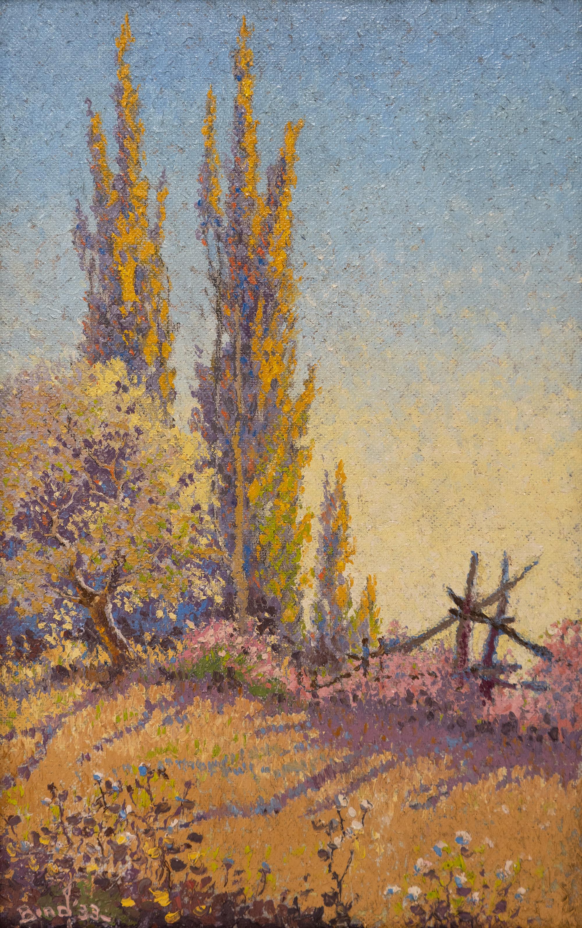 Golden Poplars - Brown Landscape Painting by E. J. Bird