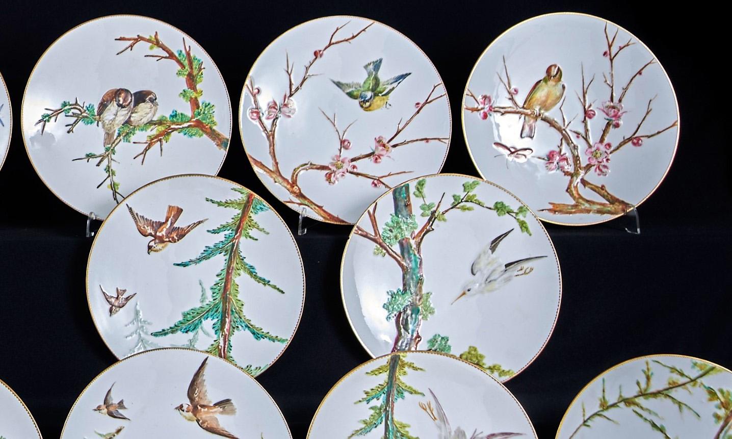 Rare E J D Bodley Relief 24 Moulded Pieces Bone China Dessert Service In Good Condition For Sale In London, GB