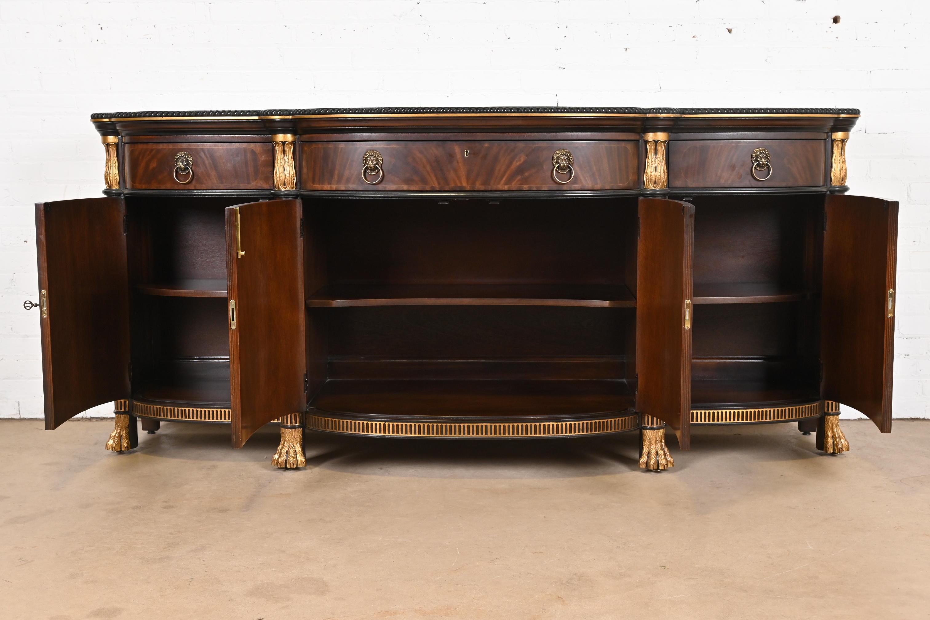 E. J. Victor Regency Carved Flame Mahogany and Gilt Sideboard or Bar Cabinet 6
