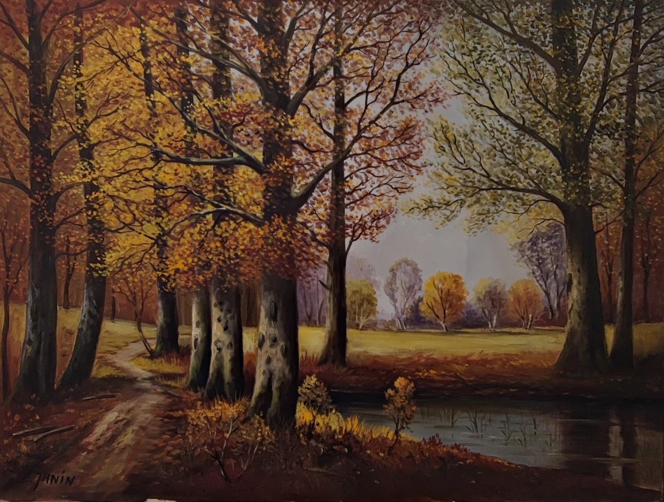E. Janin Landscape Painting - Geneva countryside