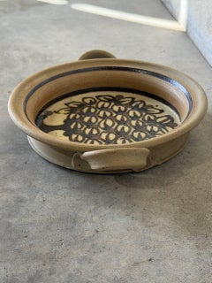 E-K Heerwagen – Glasierte Keramik-Wandplatte mit Baummotiv und Henkel, dänisches Vintage-Stück, 1974