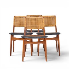 E. Knudsen for Jensen & Lykkegaard Model 47 Teak, Cane Dining Chair - Set of 4