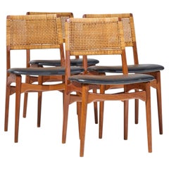 E. Knudsen for Jensen & Lykkegaard Model 47 Teak, Cane Dining Chair - Set of 4