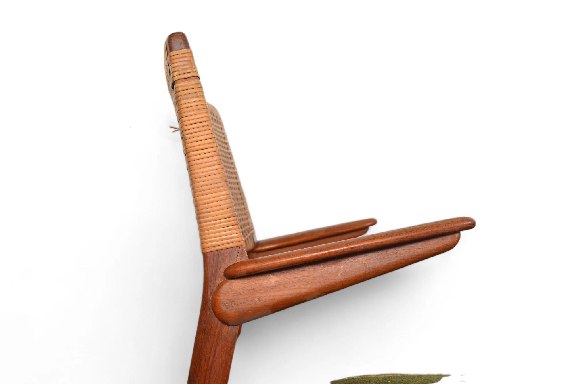 E Knudsen Model 48 Armchair In Teak + Cane In Good Condition For Sale In Berkeley, CA