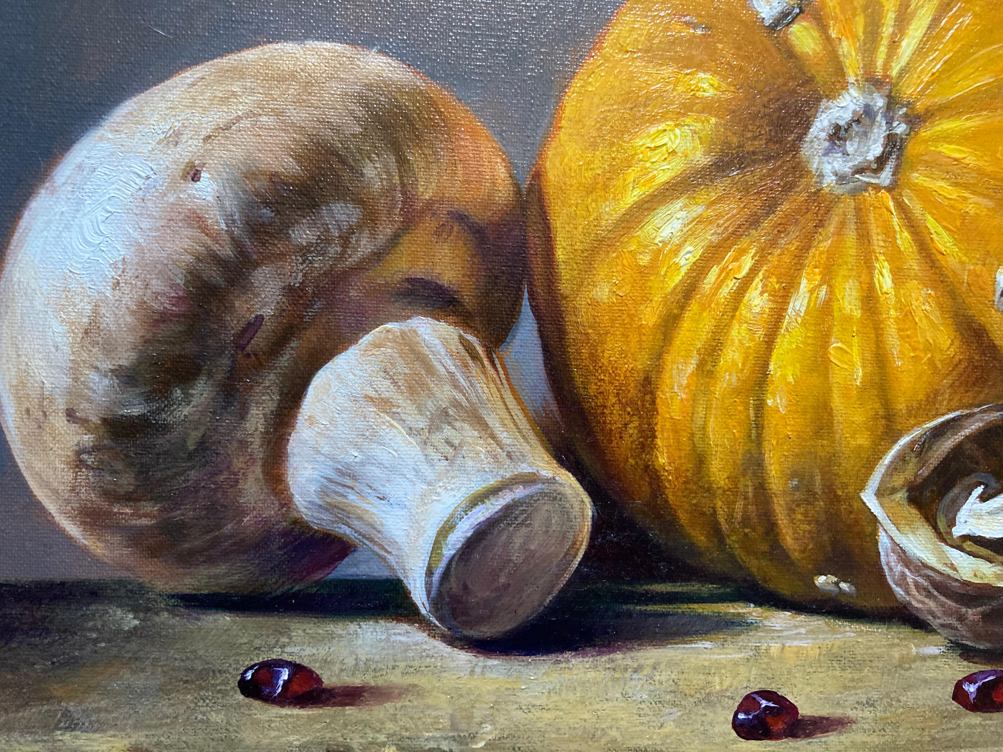 « The Fruits of Autumn » (petite peinture à l'huile contemporaine de natures mortes) - Painting de E. Korotkov