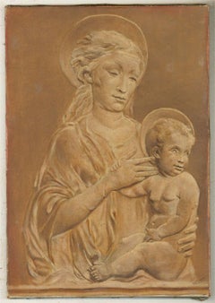 E. L. Clarke - Early 20th Century Oil, Bas Relief Madonna And Child