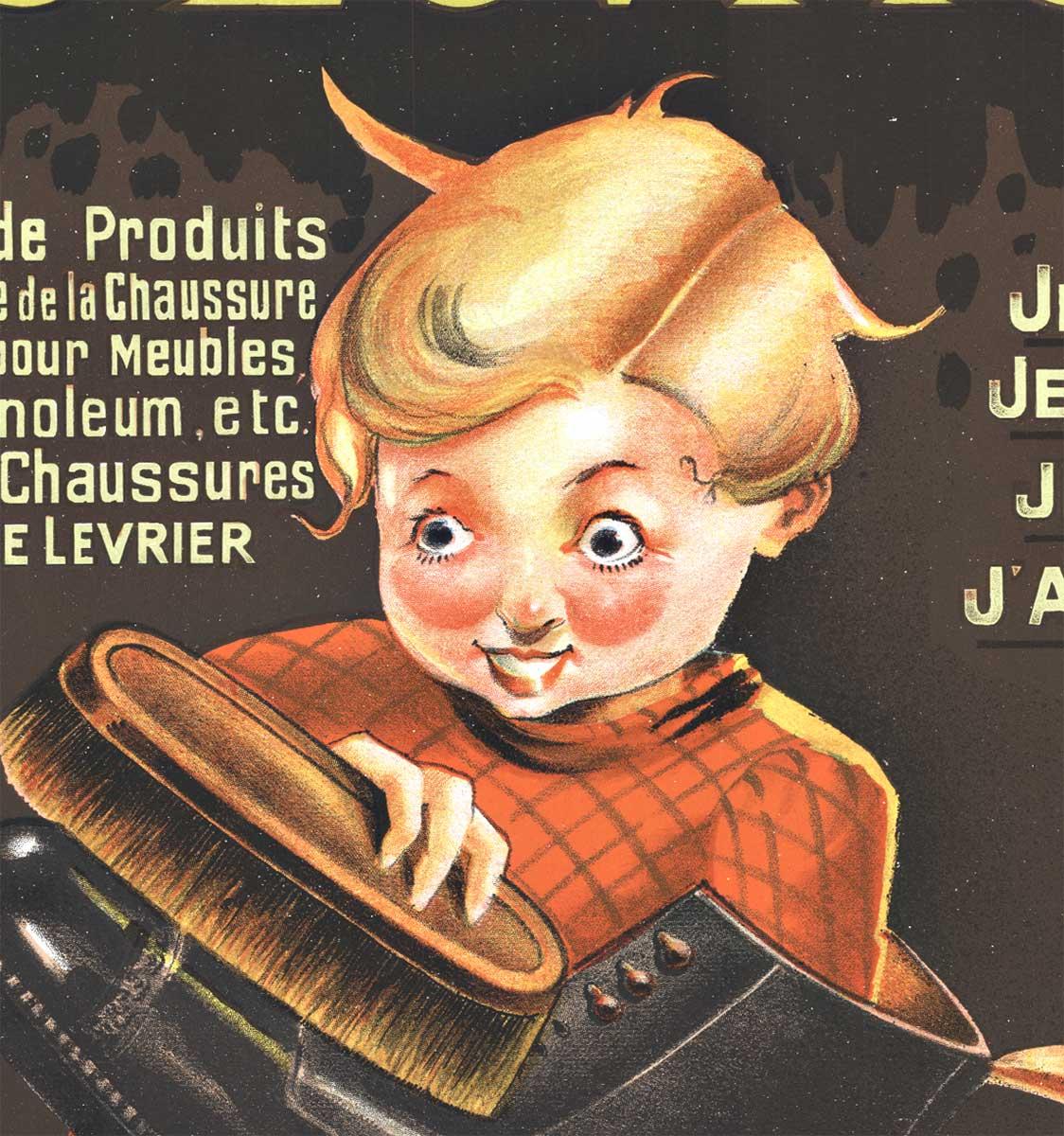 Le Levrier original vintage French shoe cream poster - Print by E.  Lambelin