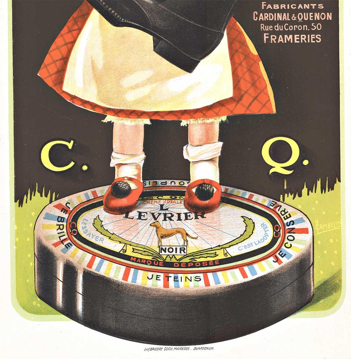 Originales französisches Vintage-Schuhplakat in Creme von Levrier (Amerikanischer Realismus), Print, von E.  Lambelin