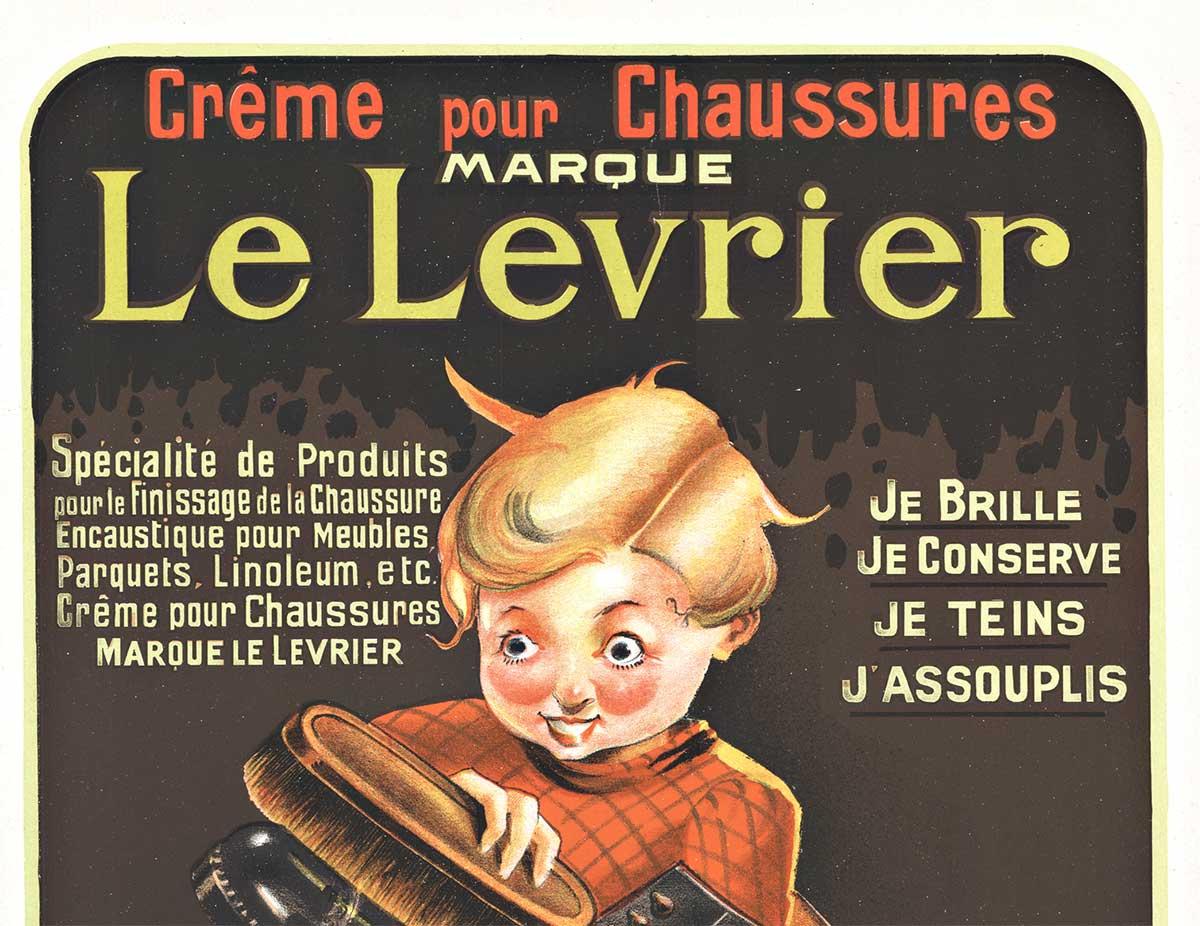 Affiche originale vintage française Le Levrier - Chaussures crème - Blanc Print par E.  Lambelin