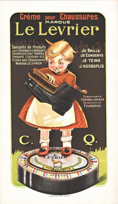 Le Levrier, manifesto originale vintage della crema di scarpe francese