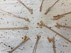 E Large Necklace in 14K Rose Gold with 0.01ct White Diamond by Selda Jewellery