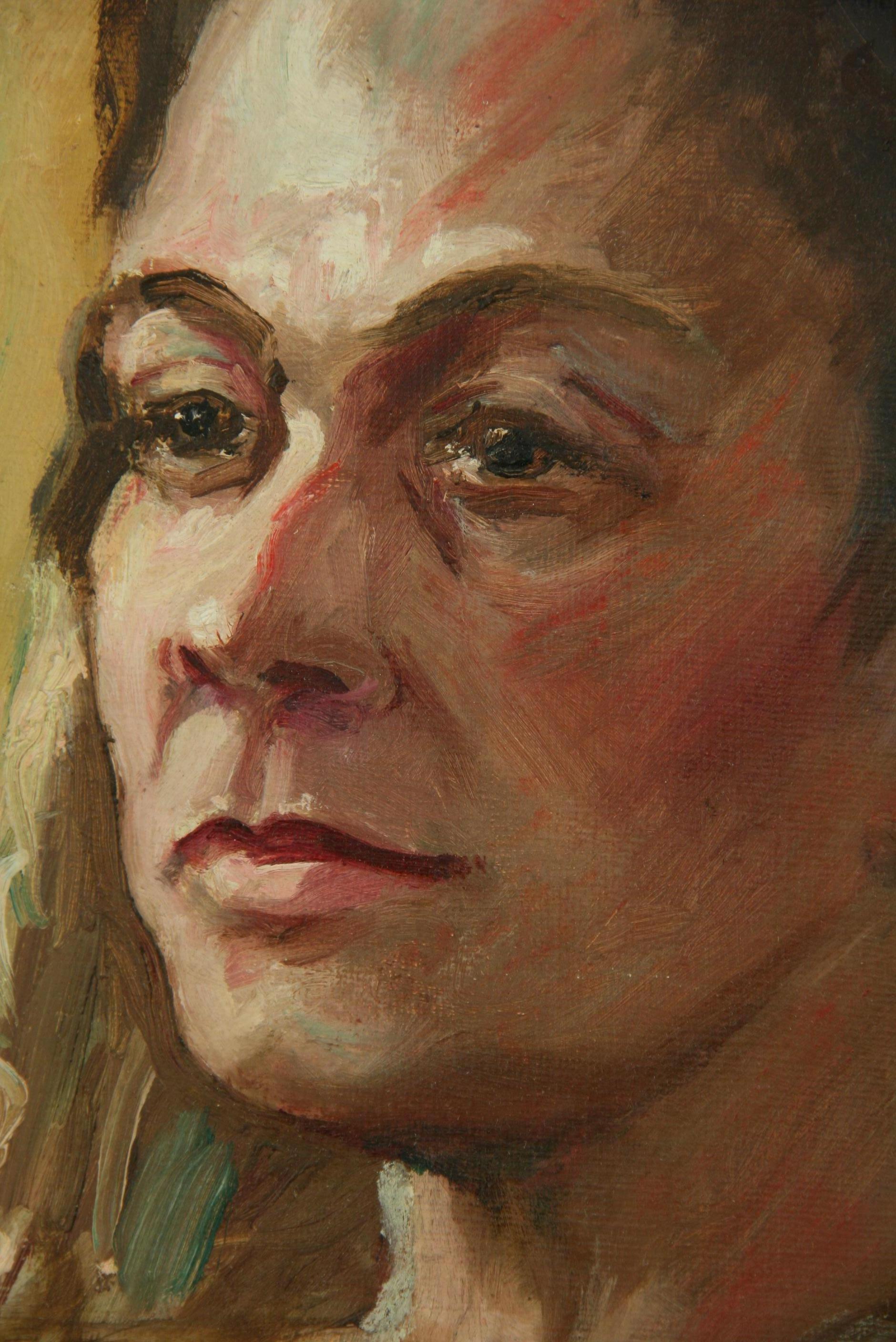 Antiguo Retrato Exótico Femenino al Óleo - Painting de E. Leonetti