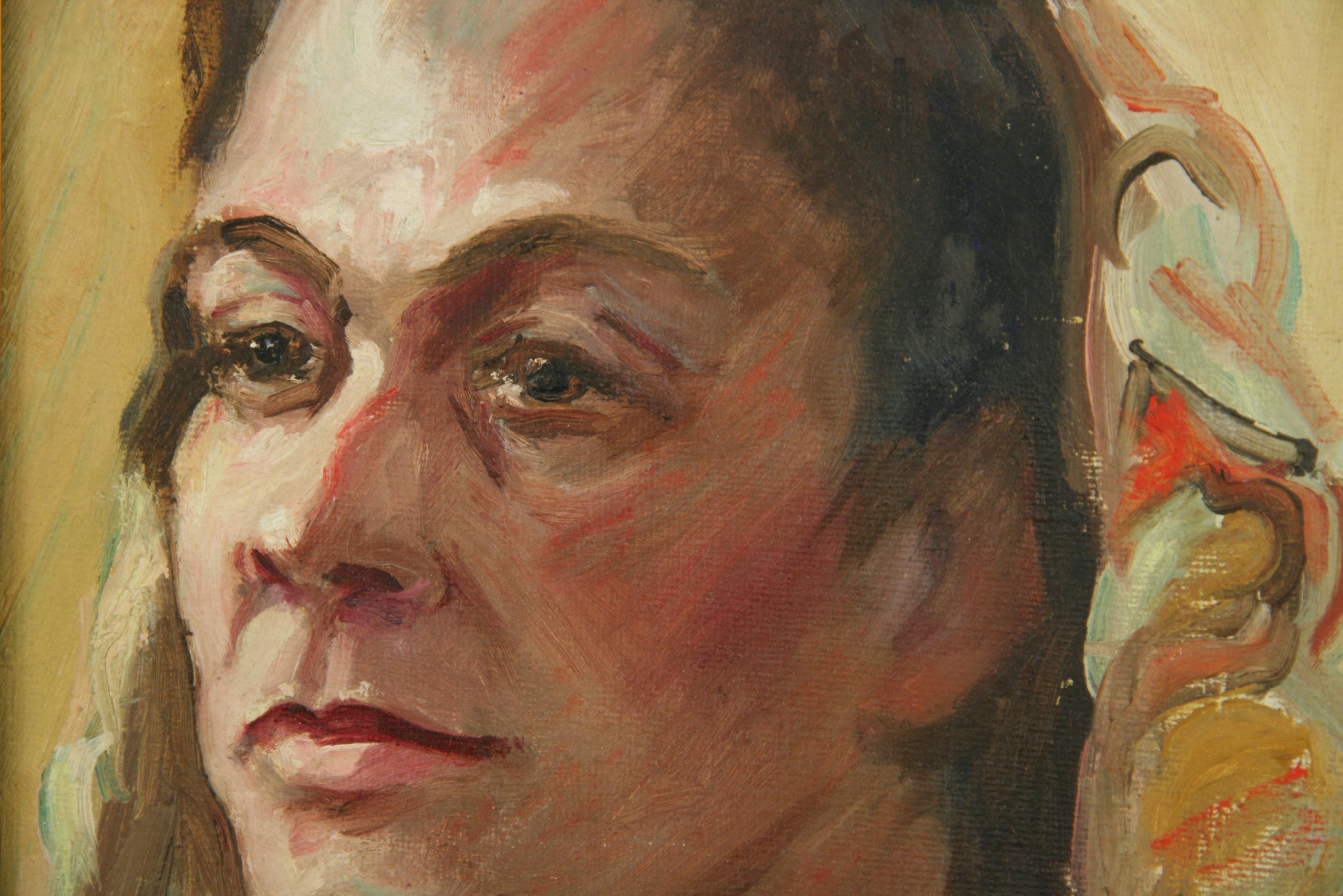 Antiguo Retrato Exótico Femenino al Óleo en venta 1