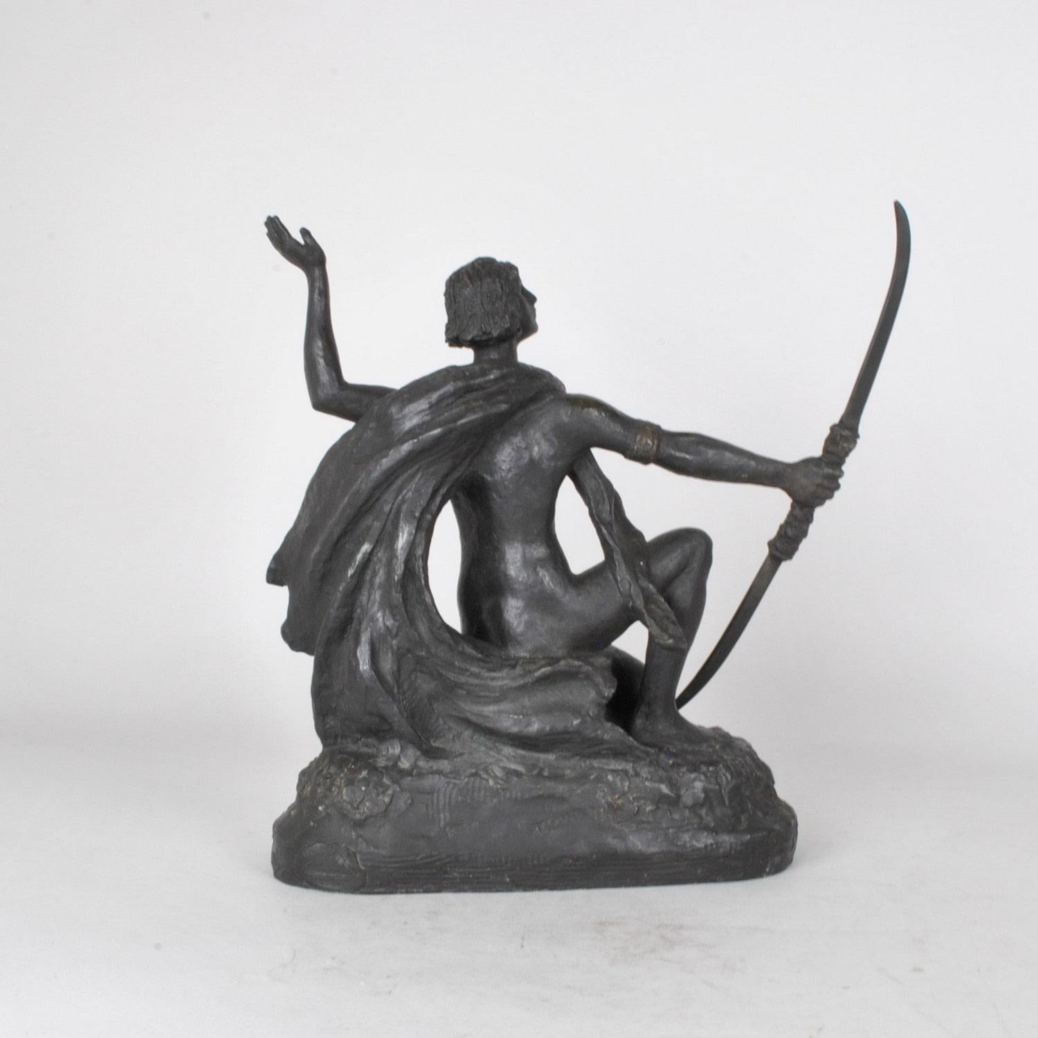 Art Nouveau E l'Hoest, Archery, Orientalist Bronze Signed, XIXth Century For Sale